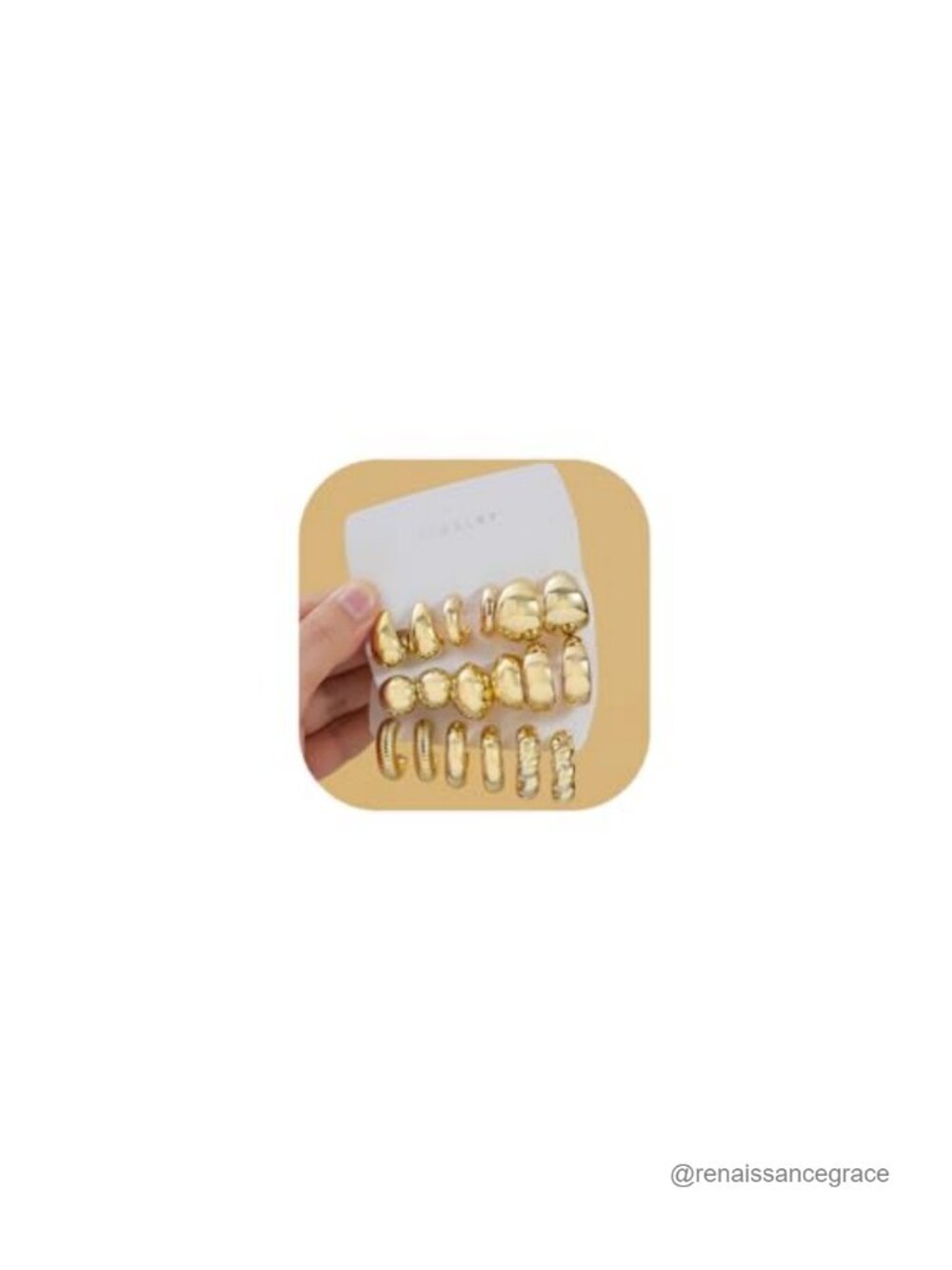 9 Pair Gold Plated Hoop Earring Set Hypoallergenic Lightweight Women Jewelry